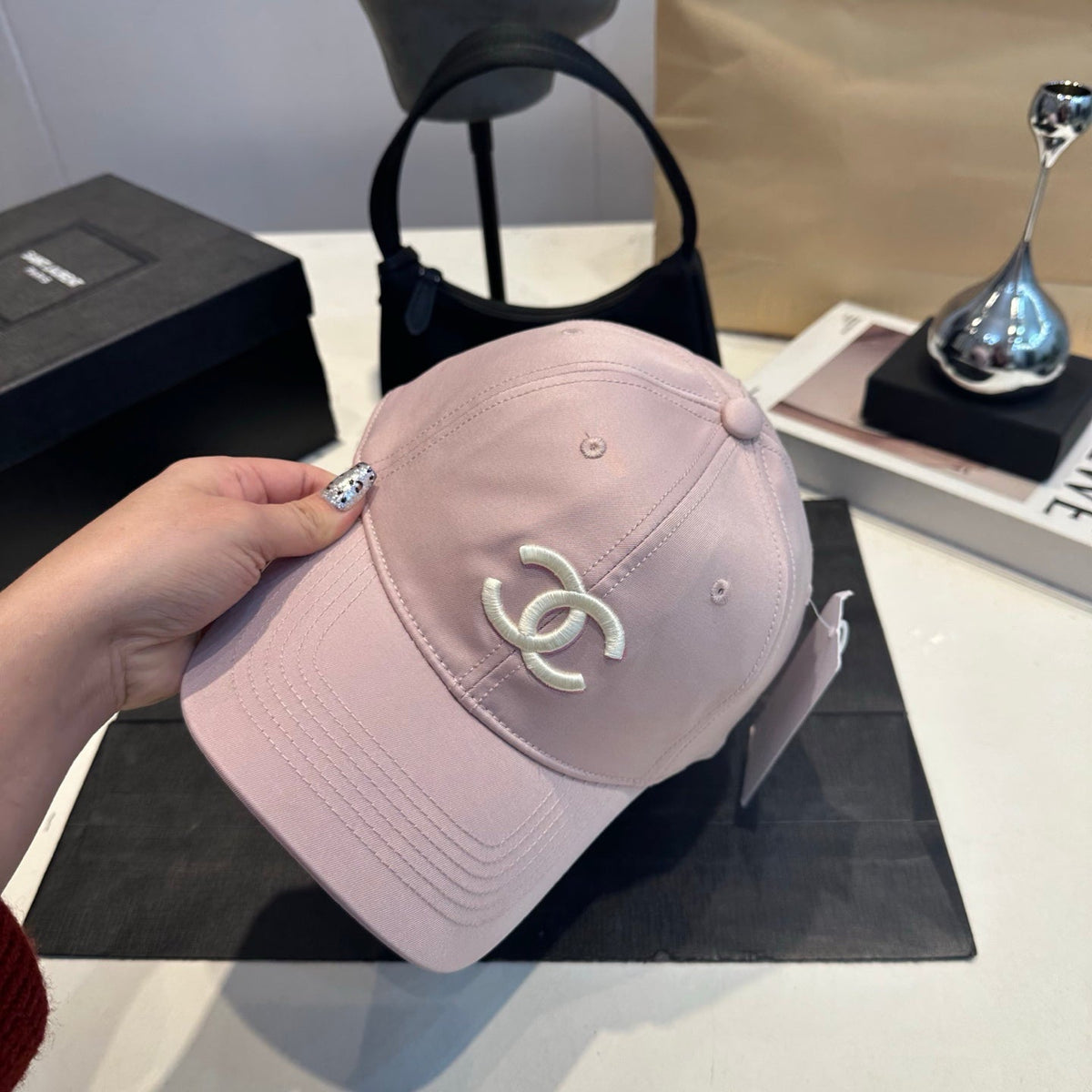 Embroidered Cotton Baseball Cap — Blush