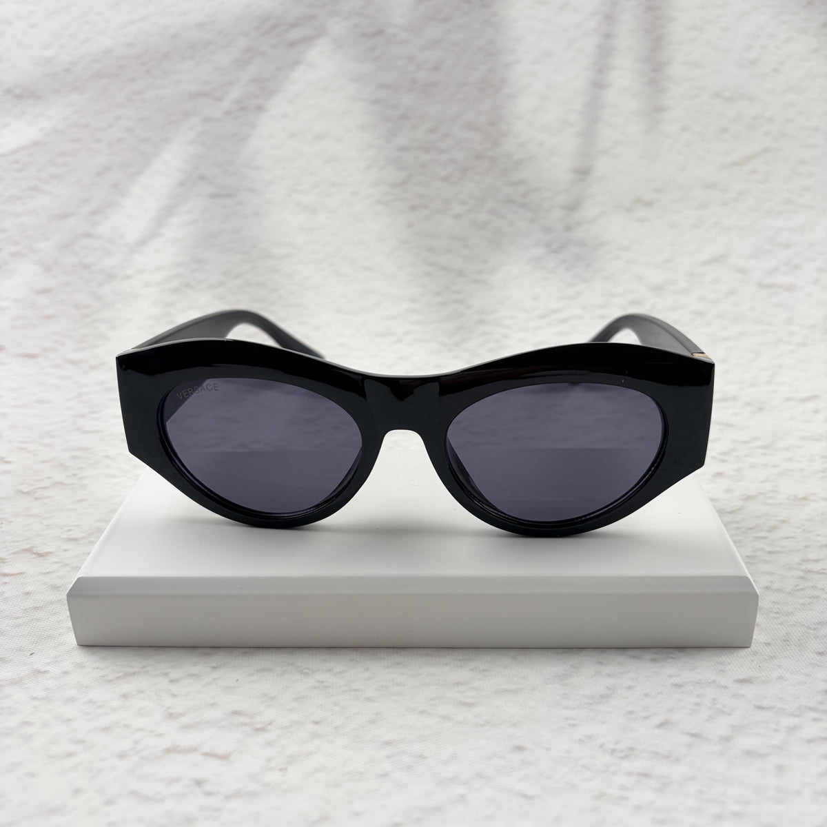 Classic Black Cat-Eye Sunglasses with Gold Baroque Temples