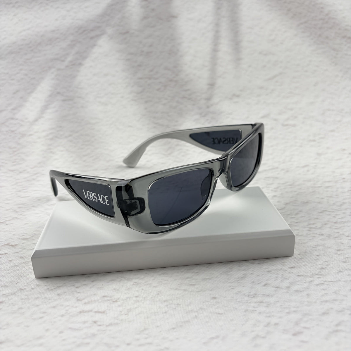 Modern Rectangular Frames | Translucent Gray Sunglasses UV Protection